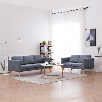 Komplet kavčev dvosed in trosed iz blaga temno sive barve