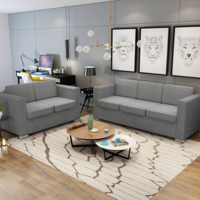 Sedežna garnitura 2-delna blago svetlo siva