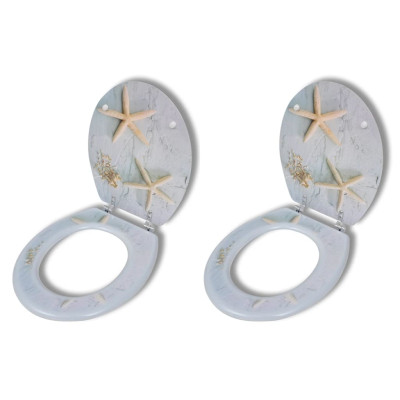 Deska za WC školjko s pokrovom 2 kosa MDF morska zvezda