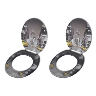 Deska za WC školjko s pokrovom 2 kosa mediapan New York