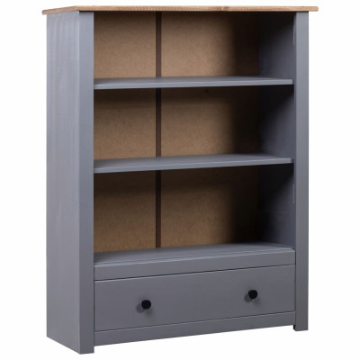 Knjižna omara siva 80x35x110 cm trdna borovina Panama Range