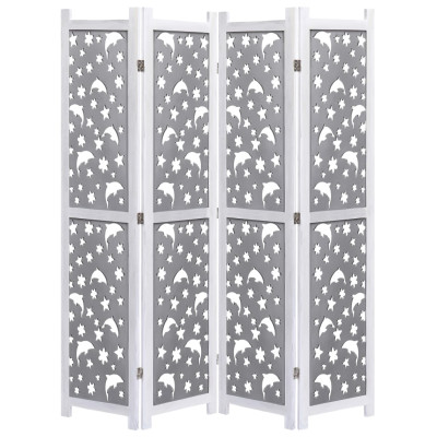 Paravan 4-delni siv 140x165 cm trden les