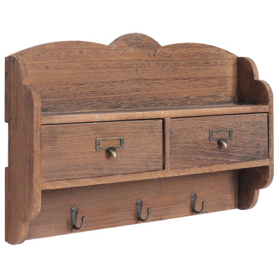 Stenski obešalnik za plašče rjav 50x10x34 cm les