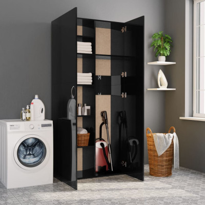 Omara za shranjevanje visok sijaj črna 80x35,5x180 cm