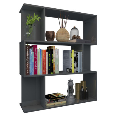 Knjižna omara/paravan visok sijaj siva 80x24x96cm iverna plošča