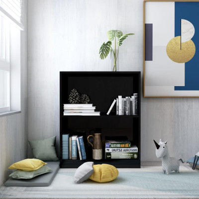 Knjižna omara visok sijaj črna 60x24x76 cm konstruiran les