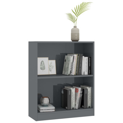 Knjižna omara visok sijaj siva 60x24x76 cm konstruiran les