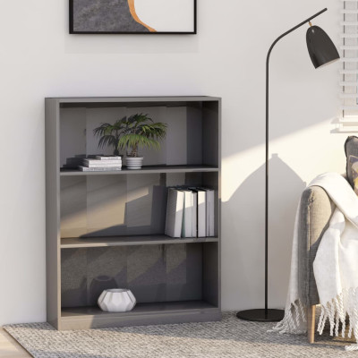 Knjižna polica visok sijaj siva 80x24x108 cm iverna plošča