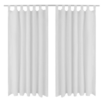 2 kosa belih satenasih zaves z obročki 140 x 245 cm