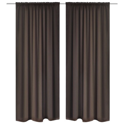 130372 2 pcs Brown Slot-Headed Blackout Curtains 135 x 245 cm