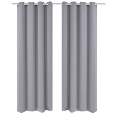 2 kosa sivih zaves z obročki 135 x 245 cm