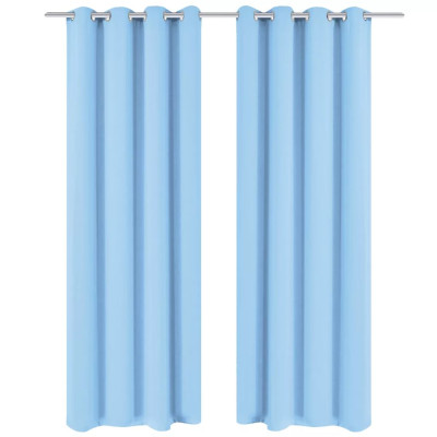 Zatemnitvene zavese 2 kosa z obročki 135x175 cm turkizne barve