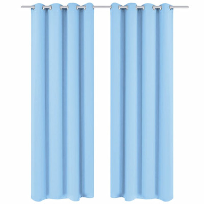 Zatemnitvene zavese 2 kosa z obročki 135x245 cm turkizne barve
