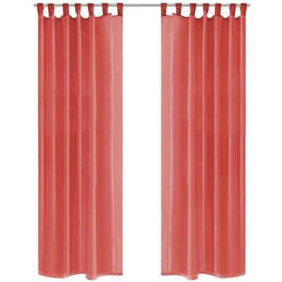 Prosojne zavese 2 kosa 140x225 cm rdeče barve