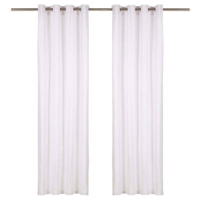 Zavese s kovinskimi obročki 2 kosa bombaž 140x225 cm bele
