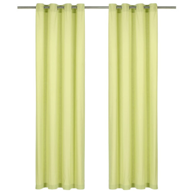 Zavese s kovinskimi obročki 2 kosa bombaž 140x175 cm zelene