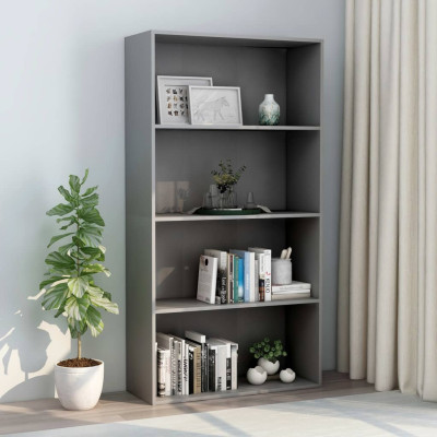 Knjižna omara 4-nadstropna siva 80x30x151,5 cm iverna plošča
