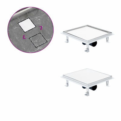 Kanaleta za tuš 2 v 1 raven pokrov in vložek 28x28 cm jeklo