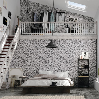 Netkane tapete v roli 4 kosi bele 0,53x10 m grafika