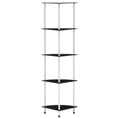 Polica 5-nadstropna črna 30x30x130 cm kaljeno steklo