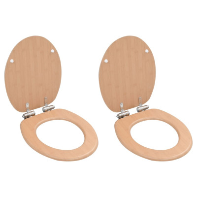 Deske za WC školjko s počasnim zapiranjem 2 kosa MDF bambus