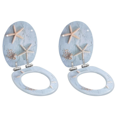 Deska za WC školjko 2 kosa počasno zapiranje MDF morska zvezda