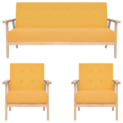 Komplet kavčev 3-delni iz blaga rumene barve