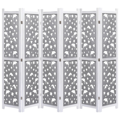 Paravan 6-delni siv 210x165 cm trden les