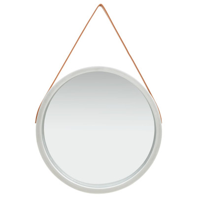 Stensko ogledalo s pasom 60 cm srebrno