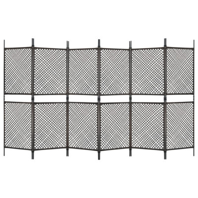 Paravan 6-delni iz poli ratana rjav 360x200 cm