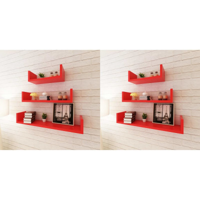 Stenske police 6 kosov rdeče barve