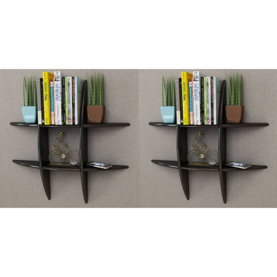 Stenske police 2 kosa črne barve