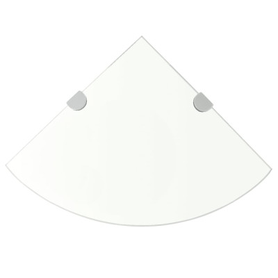 Kotne police s kromiranimi nosilci steklo 35x35 cm