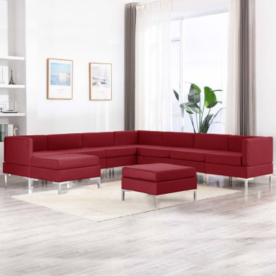 Sedežna garnitura 9-delna blago vinsko rdeča