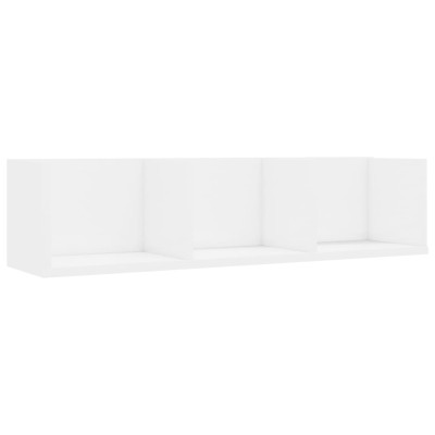 Stenska polica za CD plošče visok sijaj bela 75x18x18 cm