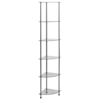 Polica 6-nadstropna prozorna 30x30x160 cm kaljeno steklo