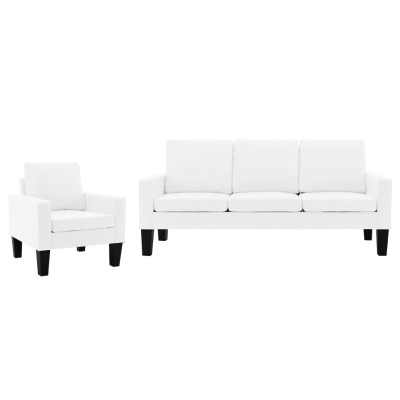 Komplet kavčev 2-delni belo umetno usnje