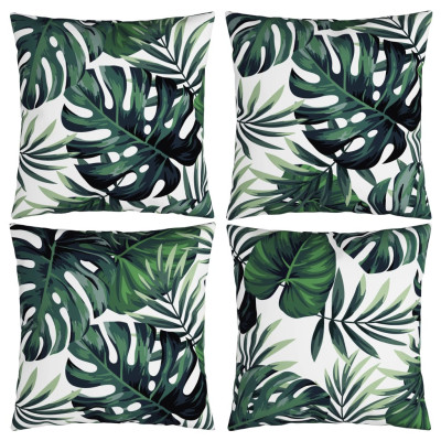 Okrasne blazine 4 kosi vzorec listov 40x40 cm blago