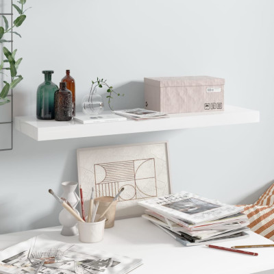 Lebdeča polica visok sijaj bela 80x23,5x3,8 cm MDF