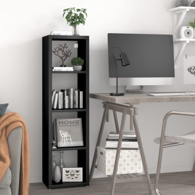 Stenska kockasta polica črna 37x29,5x134,5 cm mediapan