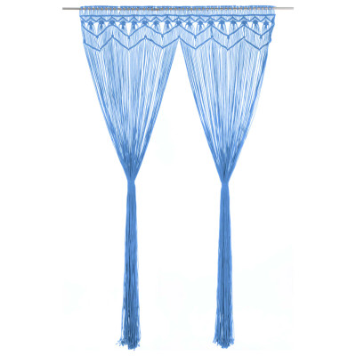 Zavesa makrame modra 140x240 cm bombaž