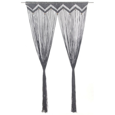 Zavesa makrame antracitna 140x240 cm bombaž