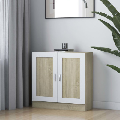 Knjižna omara bela in sonoma hrast 82,5x30,5x80cm iverna plošča