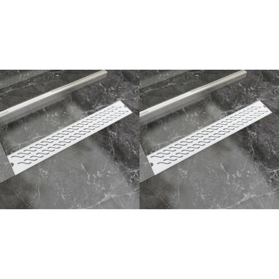 Kanaleta za tuš 2 kosa valovi 730x140 mm nerjaveče jeklo