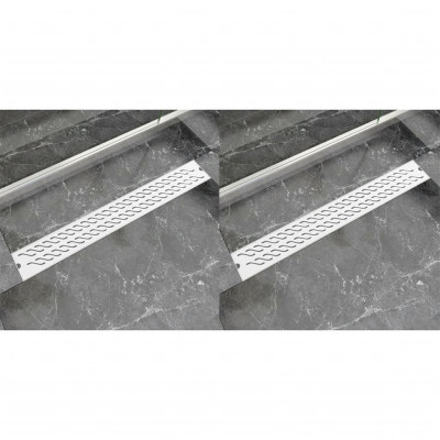 Kanaleta za tuš 2 kosa valovi 830x140 cm nerjaveče jeklo