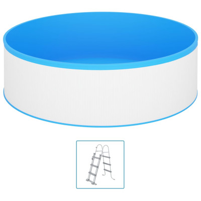 Bazen z lestvijo s 4 stopnicami 350x90 cm bel