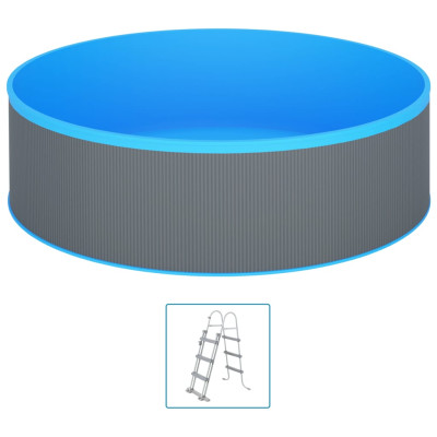 Bazen z lestvijo s 4 stopnicami 350x90 cm siv