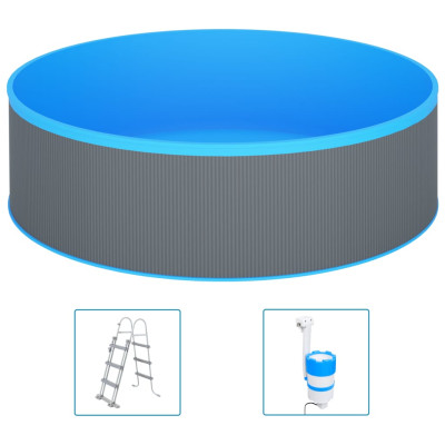 Bazen z lestvijo in črpalko 350x90 cm siv
