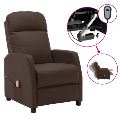 Električni masažni stol rjavo umetno usnje