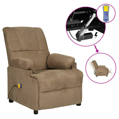 Električni masažni stol taupe umetno semiš usnje